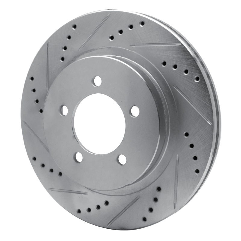 Ford Explorer Brake Rotor (1) - Front Left - R1 Concepts - Drilled & Slotted - Silver - `02-`05